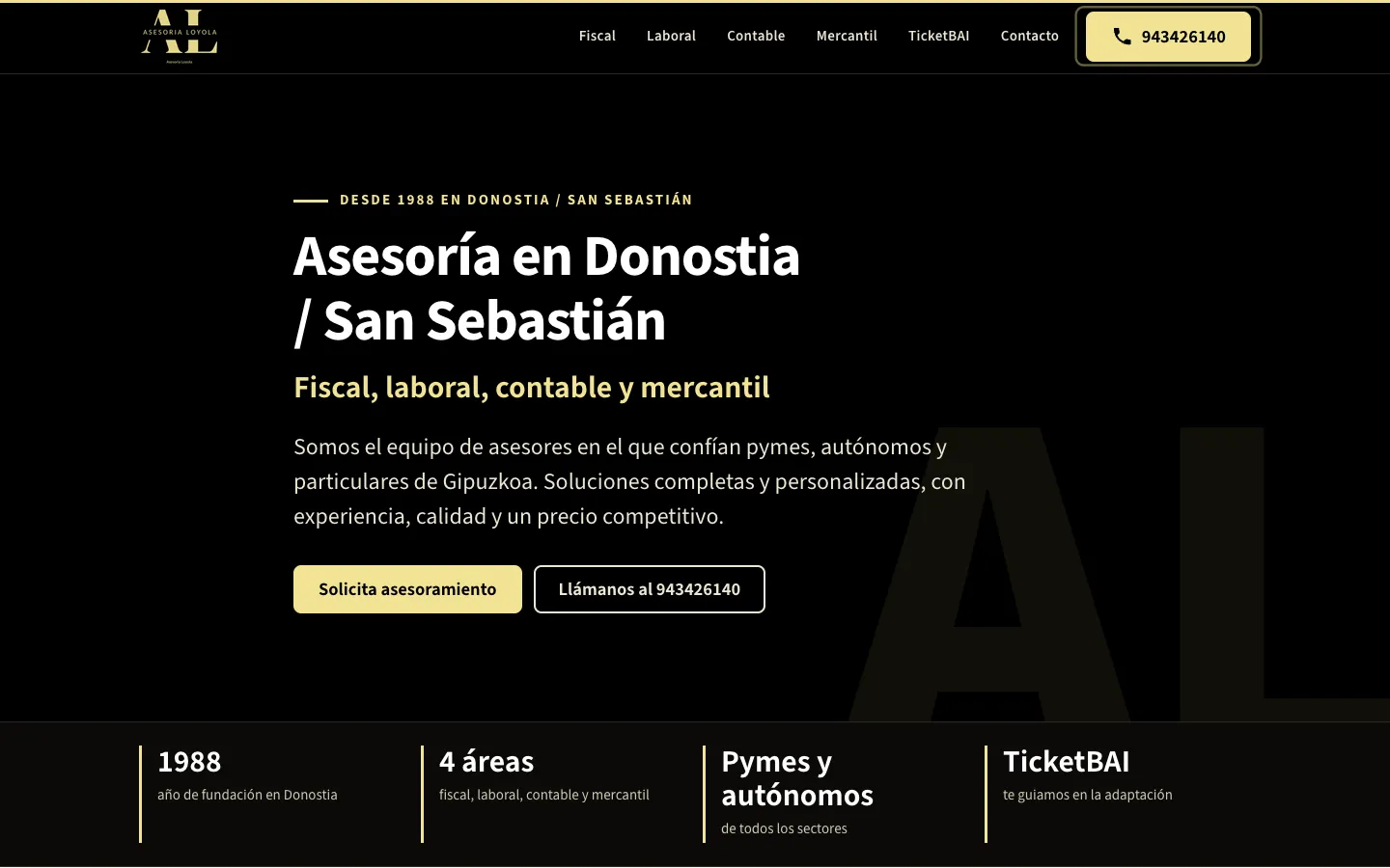 Portada de la web de Asesoría Loyola, asesoría en Donostia / San Sebastián